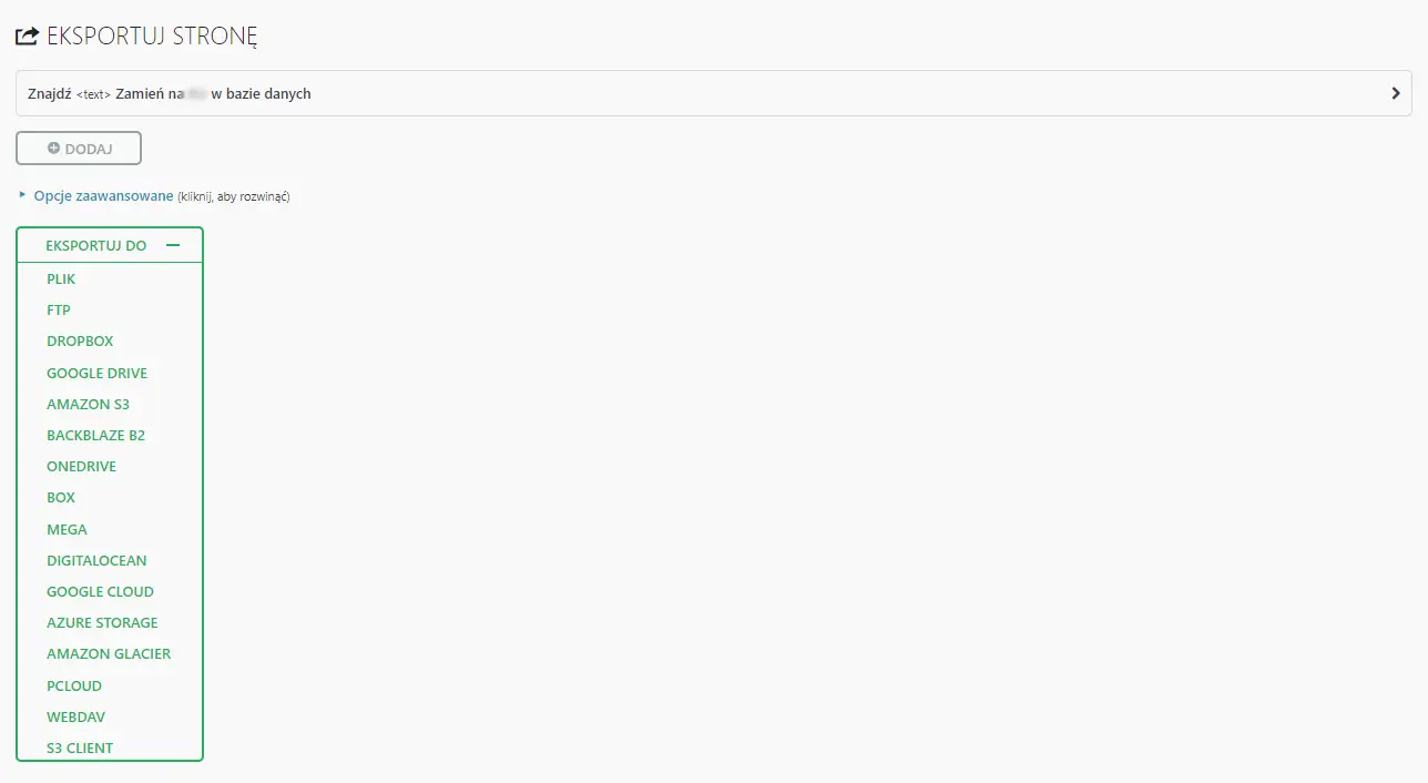 eksportowanie z wtyczki all-in-one wp migration