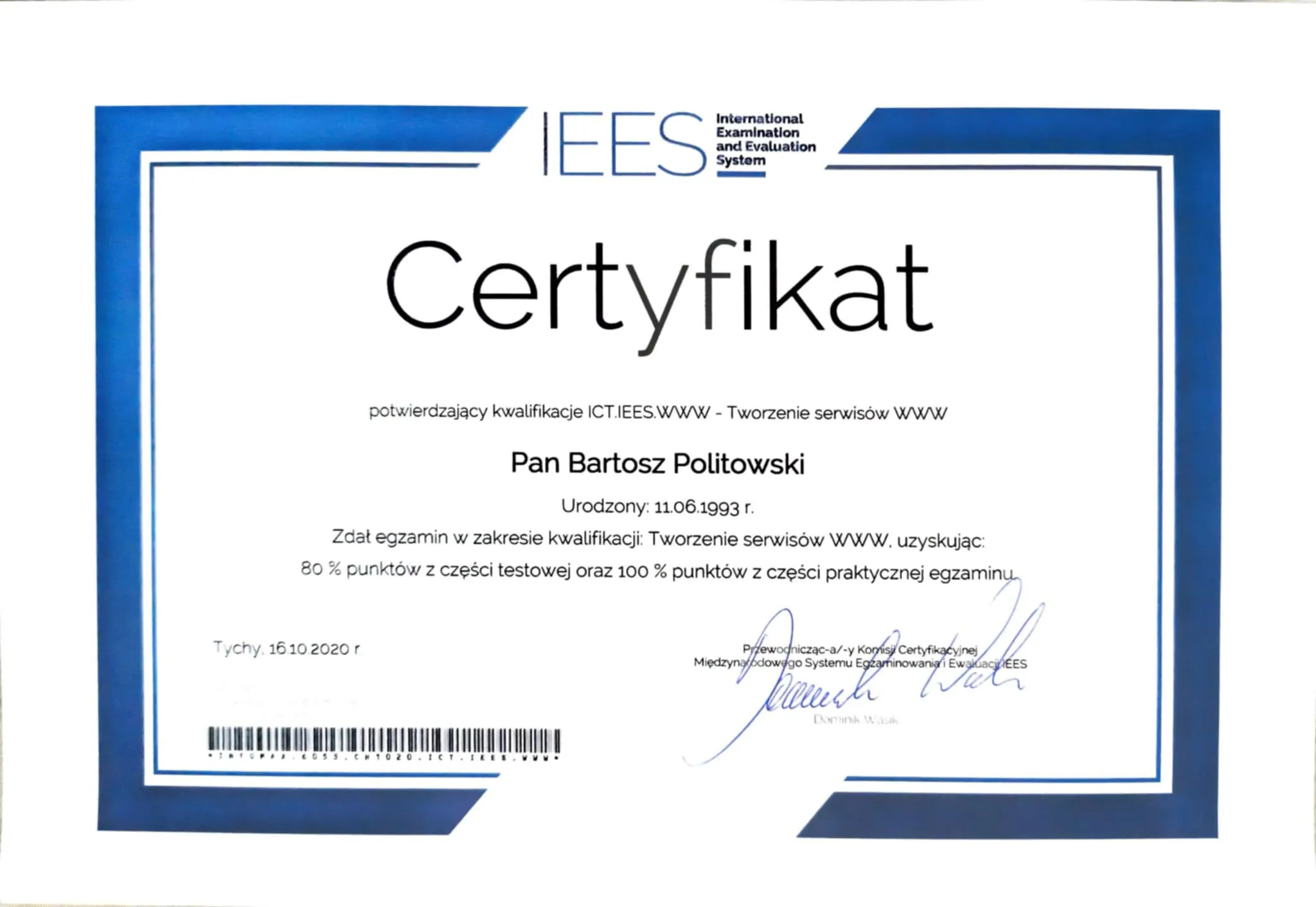 Certyfikat IEES – tworzenie serwisów WWW